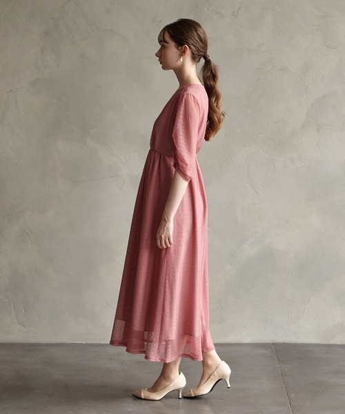 「AIMER」 7分袖ワンピース SMALL グリーン レディース_画像3