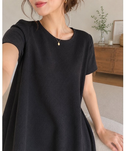 FAZVY ワンピース 半袖 ワッフル素材 半袖ロングワンピース : ZOZOTOWN