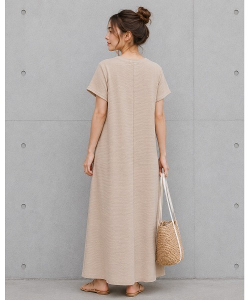 FAZVY ワンピース 半袖 ワッフル素材 半袖ロングワンピース : ZOZOTOWN