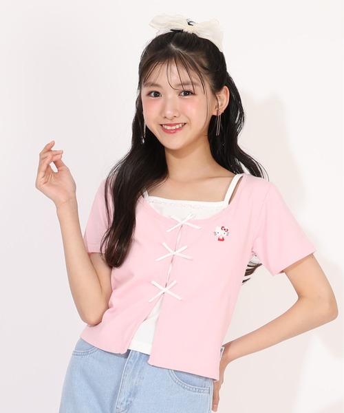 BABY, サマーボレロ　ピンク　半袖 PINKHUNT（ピンクハント） tシャツ サンリオ キャミレイヤード風T