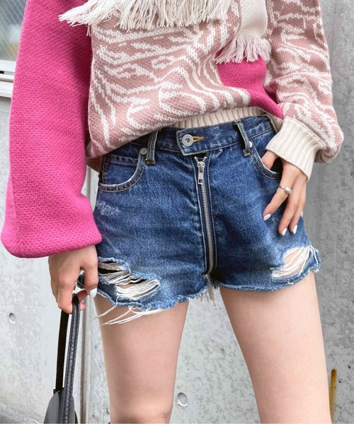 「SPIRALGIRL」 デニムショートパンツ SMALL ブルー レディース_画像4