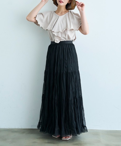「mil」 ロングスカート ONE SIZE ブラック レディース_画像2