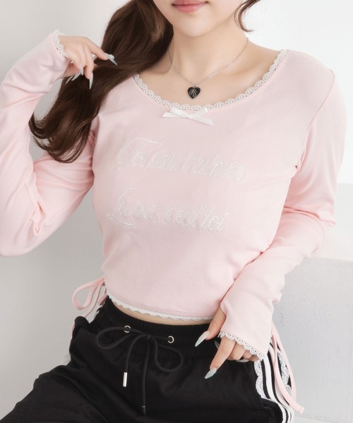 「DearMyLoveRose」 長袖カットソー M-L ベビーピンク レディース_画像7