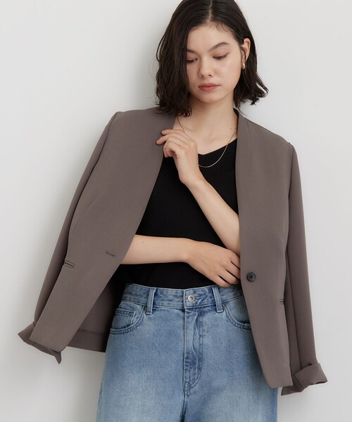 THE SHOP TK ジャケット ノーカラージャケット 「セットアップ可