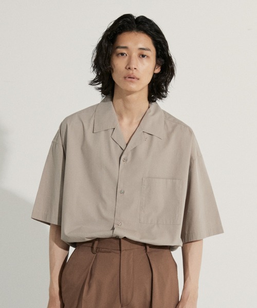 WYM LIDNM シャツ 半袖 TENCEL/COTTON OPEN COLLAR SHIRT/オープン