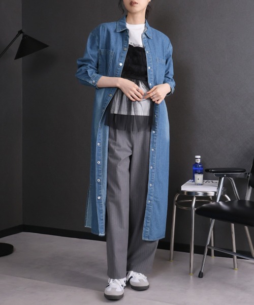 稀少✨美品✨ヒステリックグラマー✨デニムロングシャツ／シャツワンピース✨男女兼用 Girly Doll シャツワンピース デニムシャツロングワンピース