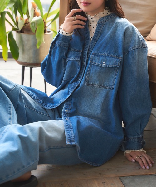 ブラウス シャツ ビッグデニムシャツジャケット レディース DOUBLE STANDARD CLOTHING ブラウス シャツ ビッグデニムシャツ