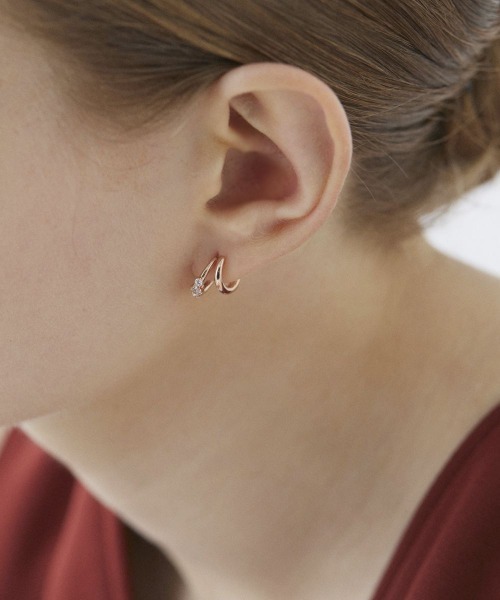 4°C シルバー ピアス オープンフープ すべてのジュエリー,ピアス,シルバー,Silver,銀,キュービック