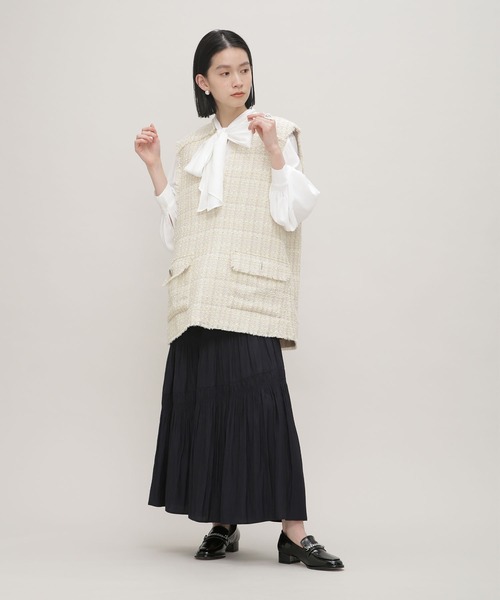 新品未使用シャーリング ギャザー ティアードスカート｜ロングスカート 