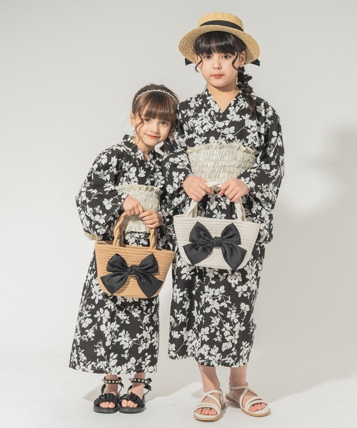 sy★別注［おまとめ3点］ハンドメイドꕤ キッズ和服 KIMONOMACHI 浴衣 オリジナル 2way 子供 キッズ 浴衣セット