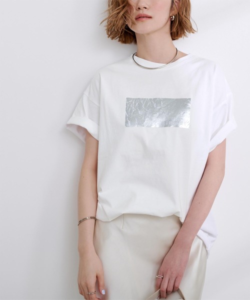 tシャツ 箔プリントミニ裏毛プルオーバー レディース 箔プリントTシャツ【メール便可／80】 | ur's（ユアーズ）