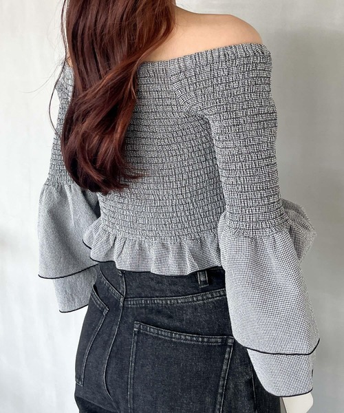 シャーリングオフショルブラウス Heather｜シャーリングオフショルブラウス | Rakuten Fashion