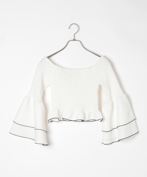 Heather ブラウス シャツ シャーリングオフショルブラウス