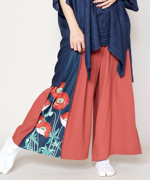 カヤ パンツ 「カヤ」花版画 八掛ワイドパンツ レディース : ZOZOTOWN