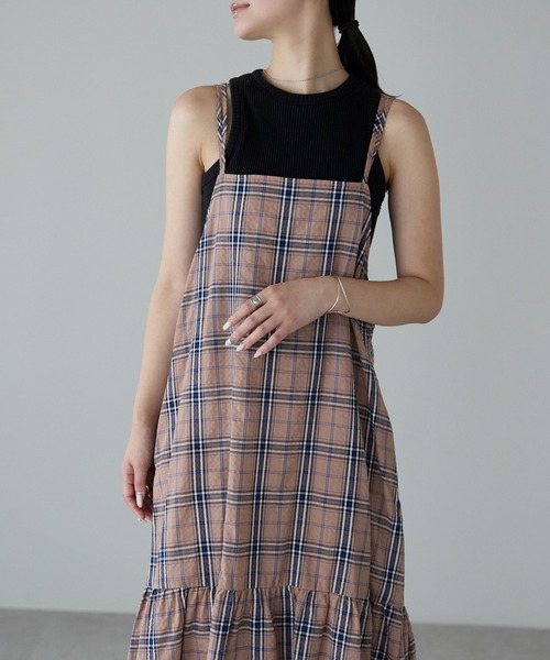 PREFERIR（プレフェリール） ワンピース チェック ダブルストラップ