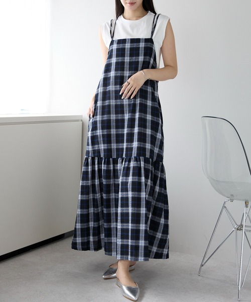 PREFERIR（プレフェリール） ワンピース チェック ダブルストラップ