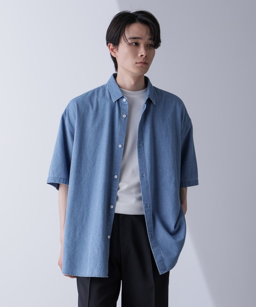 NANO universe シャツ ライトデニムリラックスシャツ 半袖