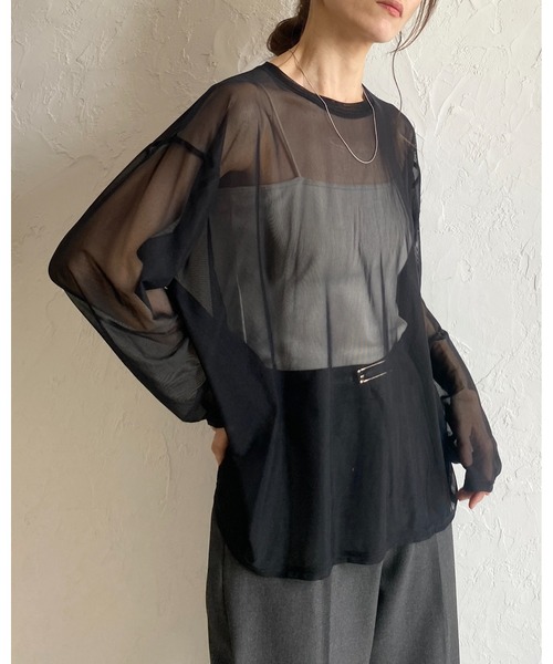 tシャツ 「シアー／洗える」シースルーカットソー レディース Kotoe tシャツ レディース カラー シースルーカットソー シアー