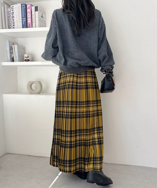 スカート 「refinedworks」オリジナルの 起毛チェックプリーツ