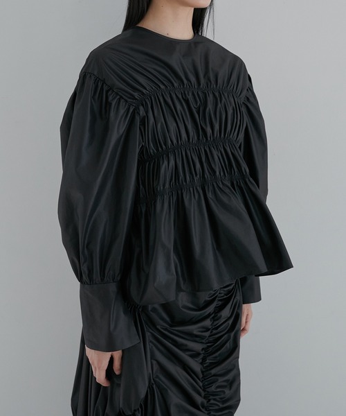 リジェール アパルトモン Shirring Blouse ブラウス プルオーバー Sheer Voile Shirring Blouse（シャツ／ブラウス）｜L'Appartement
