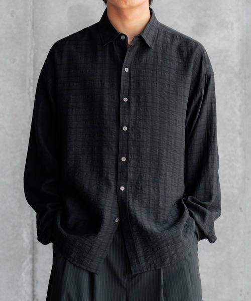 チェックシアーシャツ　ブラック SINSS シャツ Check sheer shirt / チェックシアーシャツ メンズ