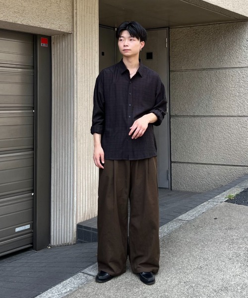 チェックシアーシャツ　ブラック SINSS シャツ Check sheer shirt / チェックシアーシャツ メンズ