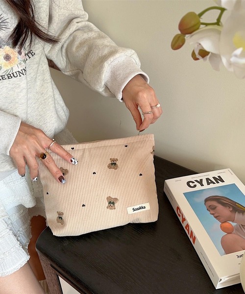 Mignonjour バッグインバッグ ポーチ Mignonjour/くまコーデュロイ