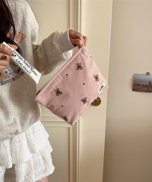 Mignonjour バッグインバッグ ポーチ Mignonjour/くまコーデュロイ