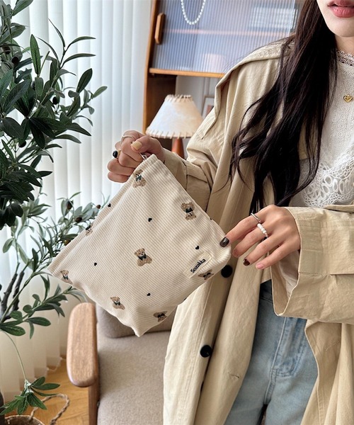 Mignonjour バッグインバッグ ポーチ Mignonjour/くまコーデュロイ