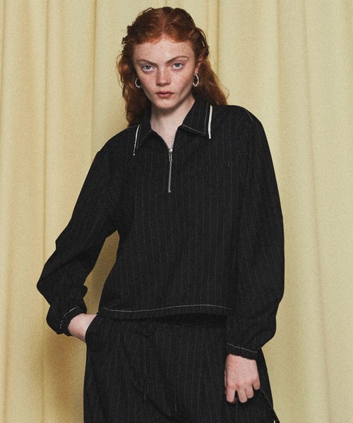 ブラウス シャツ Half Zip Tops/ハーフジップトップス「MAISON SPECIAL/メゾンスペシャル」セットアップ対応 レディース