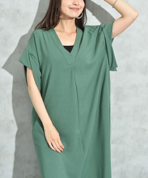 INTERPLANET ワンピース 「CLOCHE」接触冷感Vネック