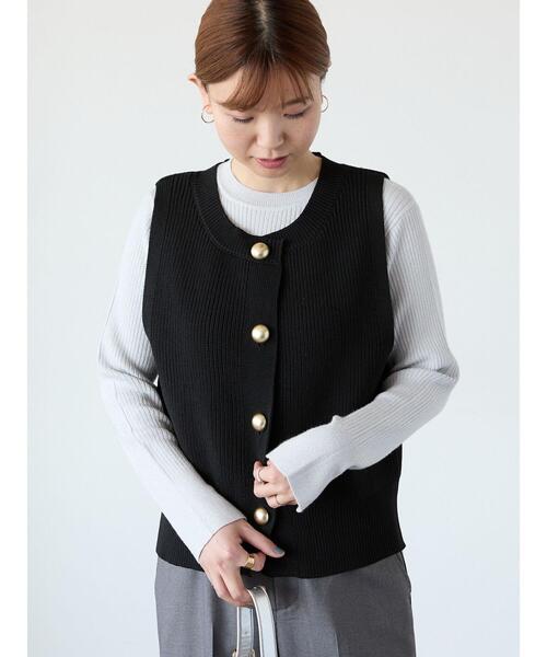 IENA 金ボタンニットベスト ブラック イエナ IENA 金ボタンニット