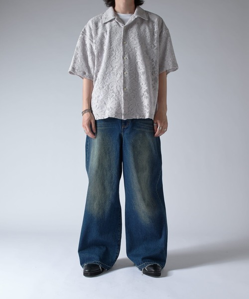 Lui's フラワーレースシャツ　25ss 未使用 Lui's シャツ フラワーレースボリュームs/sシャツ メンズ