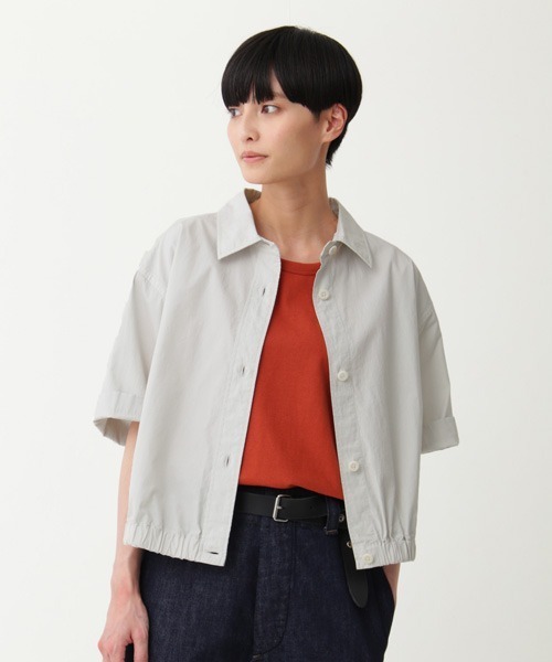 MHL. レディース　シャツ　半袖　II　コットン　麻 MHL. 「MHL.」 半袖シャツ 2 グレー レディース : ZOZOTOWN