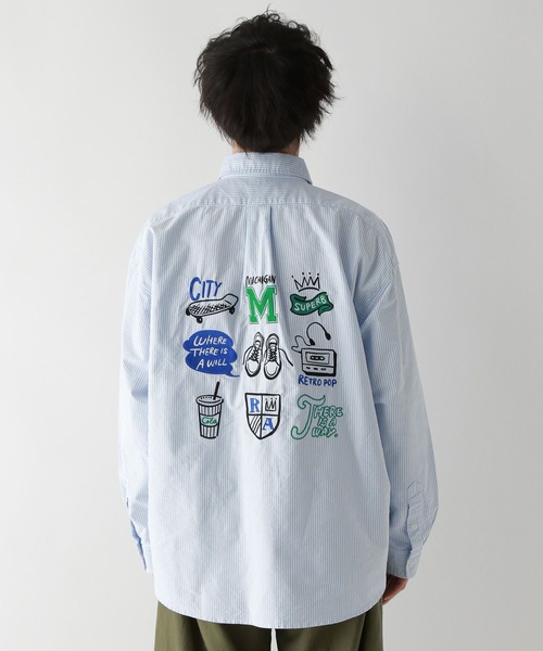 シャツ モチーフ刺繍/オーバーサイズ/オックスフォードシャツ メンズ | RAGEBLUE | 14