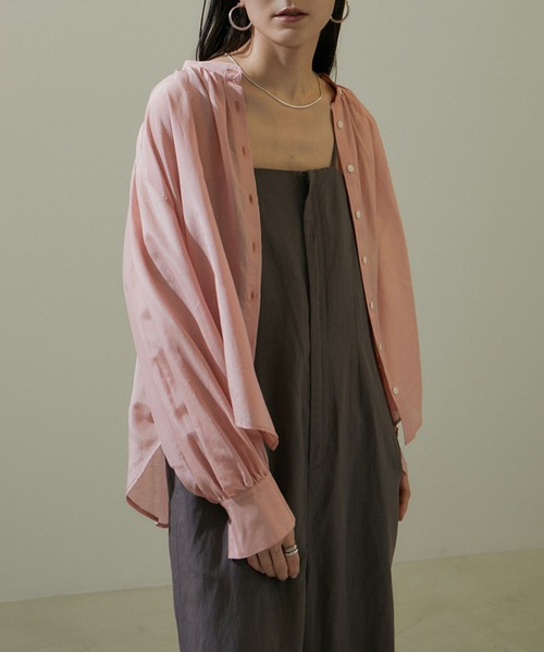 SALON adam et rope' コットンシルクシアーギャザーブラウス ZOZOTOWN限定】コットンシルクシアーギャザーブラウス（シャツ