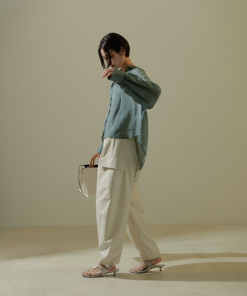 SALON adam et rope' コットンシルクシアーギャザーブラウス ZOZOTOWN限定】コットンシルクシアーギャザーブラウス（シャツ