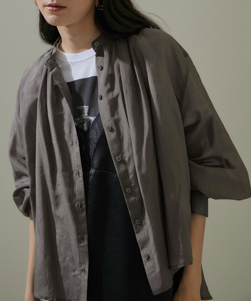 SALON adam et rope' コットンシルクシアーギャザーブラウス ZOZOTOWN限定】コットンシルクシアーギャザーブラウス（シャツ