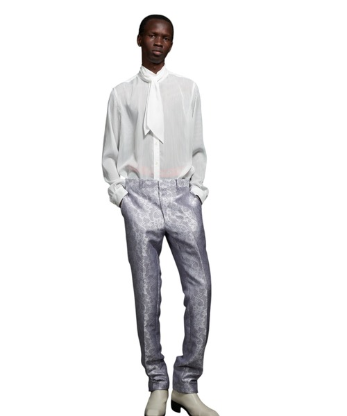 GalaabenD（ガラアーベント） シャツ Sheer Stripe Ribbon Shirt