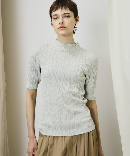ニット セーター unfil |コットン ハイネック リブニットプルオーバー WOMEN レディース