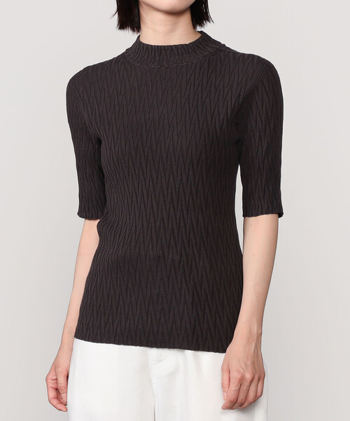 ニット セーター unfil |コットン ハイネック リブニットプルオーバー WOMEN レディース unfil ニット セーター |コットン ハイネック リブニットプル