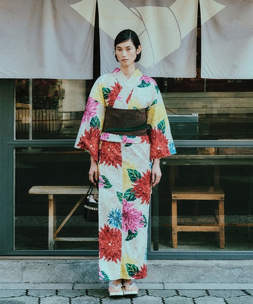 Ameri（アメリ） 浴衣 KEITAMARUYAMA × Ameri BEIGE FLOWER YUKATA