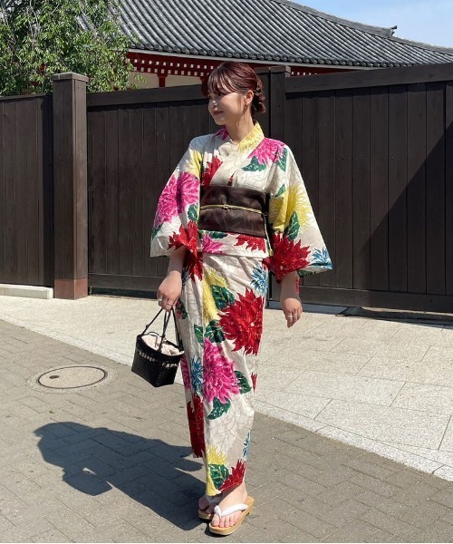 Ameri（アメリ） 浴衣 KEITAMARUYAMA × Ameri BEIGE FLOWER YUKATA
