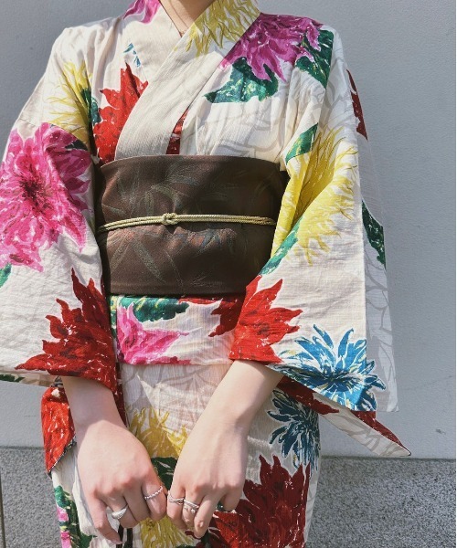 KEITAMARUYAMA ×Ameri BEIGE FLOWER YUKATA Ameri（アメリ） 浴衣 KEITAMARUYAMA × Ameri BEIGE FLOWER YUKATA