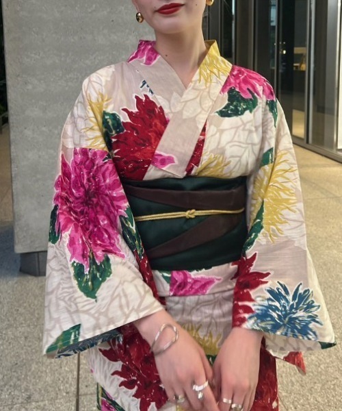 KEITA MARUYAMA（ケイタマルヤマ） 浴衣 × Ameri BEIGE FLOWER YUKATA