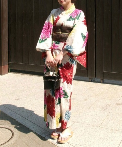 ケイタマルヤマ　浴衣　未使用品 KEITA MARUYAMA（ケイタマルヤマ） 浴衣 × Ameri BEIGE FLOWER YUKATA