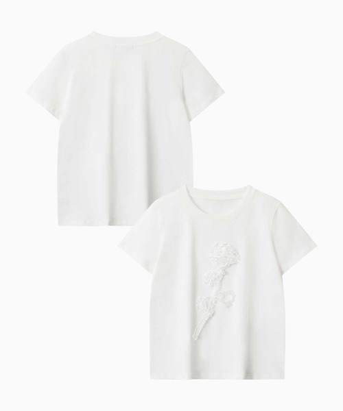 tシャツ 半袖 立体リボン花一輪デザインTシャツ (SS) レディース