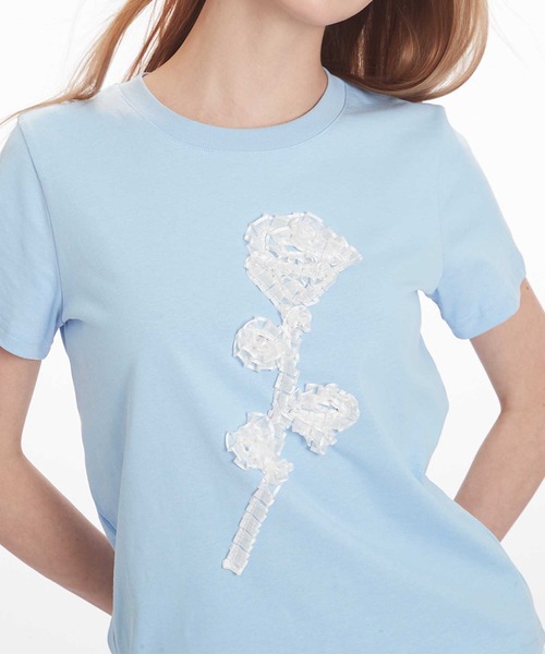 tシャツ 半袖 立体リボン花一輪デザインTシャツ (SS) レディース