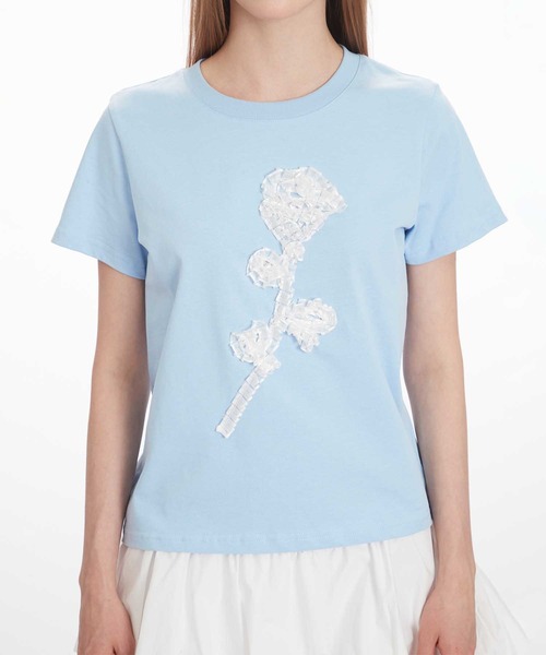 tシャツ 半袖 立体リボン花一輪デザインTシャツ (SS) レディース