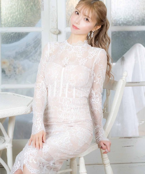 キャバ ラウンジ ホステス ドレス 袖付きドレス Miyu × GLAMOROUS by Andy COLLECTION 】ワンカラー/ バスト